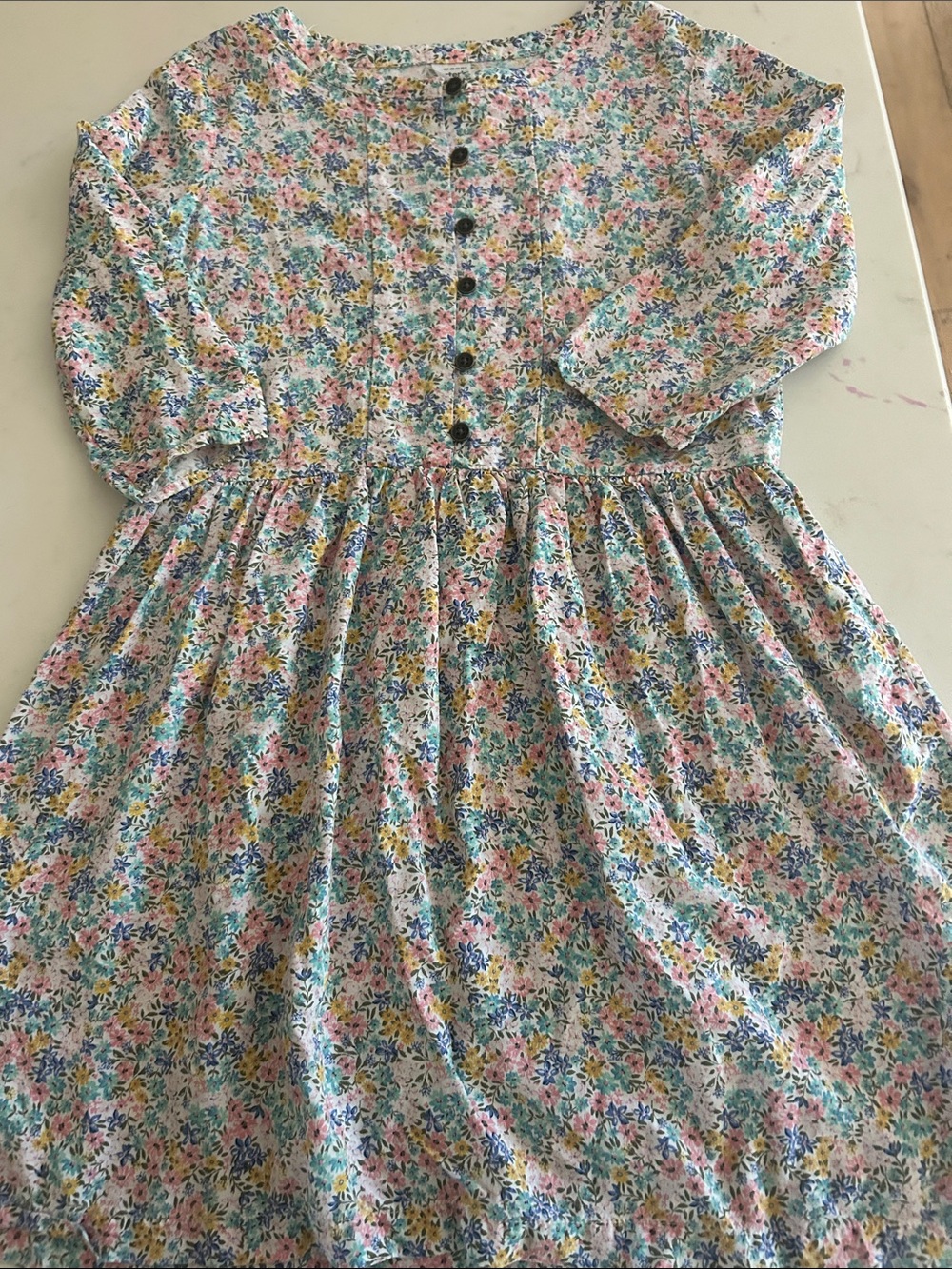 Carter's Floral Button-Front Dress - Pink, Blue, Yellow